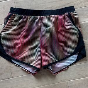 Under Armour Women's Athletic Shorts - Black and multi Stripes like new